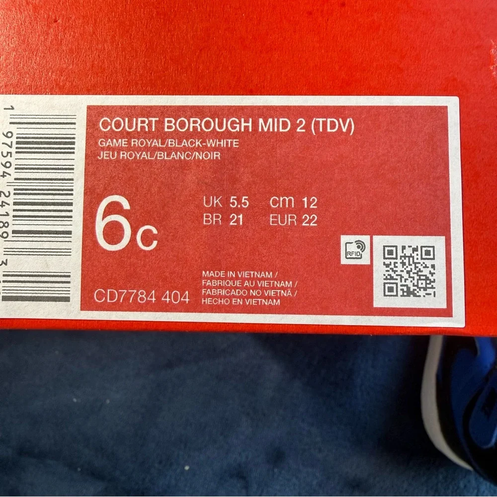 Nike‎ Court Borough Mid 2 6C Toddler Blue Black CD7784-404 NIB